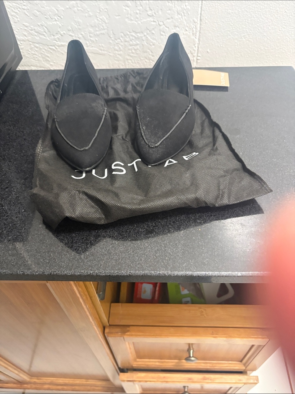 JustFab Black Pointed Toe Flats